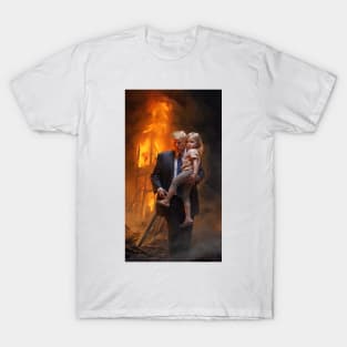 Trump saved kid from fire - tshirt design T-Shirt